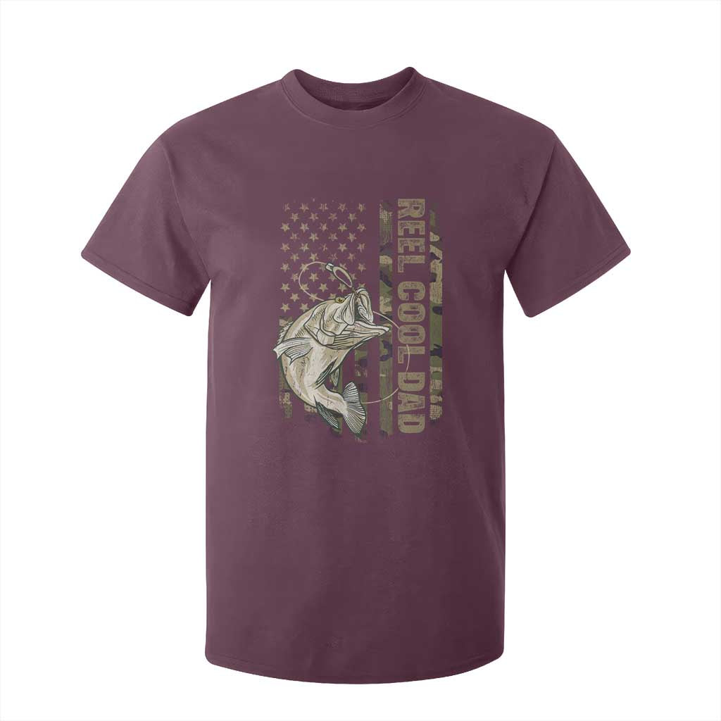 Funny Fishing Vintage Reel Cool Dad T Shirt For Kid Camo American Flag USA Bass Fish Fisherman TS10 Maroon Print Your Wear