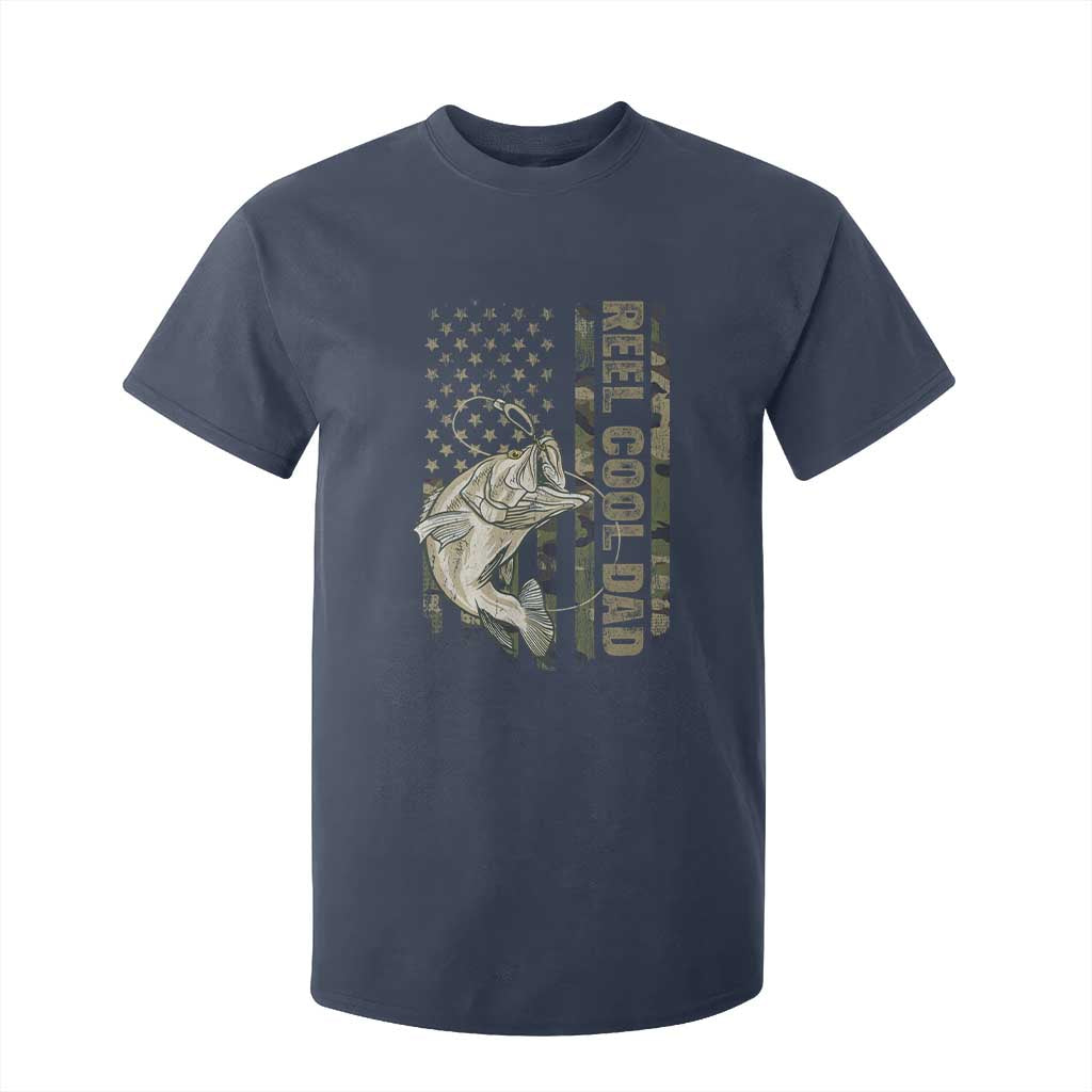 Funny Fishing Vintage Reel Cool Dad T Shirt For Kid Camo American Flag USA Bass Fish Fisherman TS10 Navy Print Your Wear