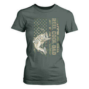 Funny Fishing Vintage Reel Cool Dad T Shirt For Women Camo American Flag USA Bass Fish Fisherman TS10 Dark Forest Green Print Your Wear