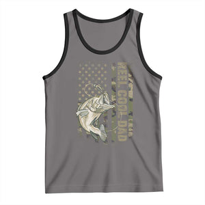 Funny Fishing Vintage Reel Cool Dad Tank Top Camo American Flag USA Bass Fish Fisherman TS10 Deep Heather Black Print Your Wear
