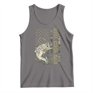 Funny Fishing Vintage Reel Cool Dad Tank Top Camo American Flag USA Bass Fish Fisherman TS10 Deep Heather Print Your Wear