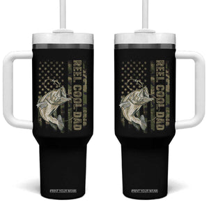 Funny Fishing Vintage Reel Cool Dad Tumbler With Handle Camo American Flag USA Bass Fish Fisherman TS10 One Size: 40 oz Black Print Your Wear