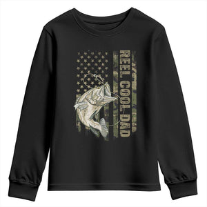 Funny Fishing Vintage Reel Cool Dad Youth Sweatshirt Camo American Flag USA Bass Fish Fisherman TS10 Black Print Your Wear