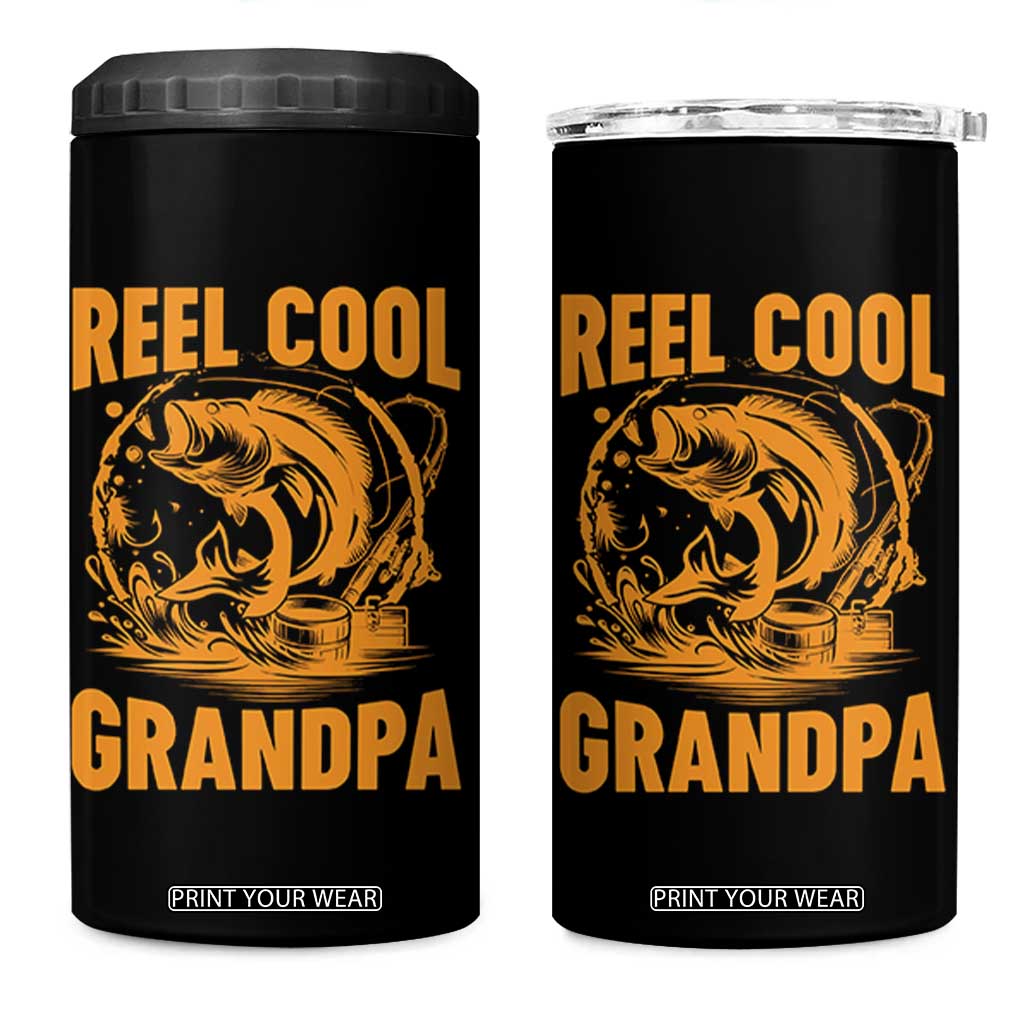 Funny Fishing Vintage Reel Cool Grandpa 4 in 1 Can Cooler Tumbler TS10 One Size: 16 oz Black Print Your Wear