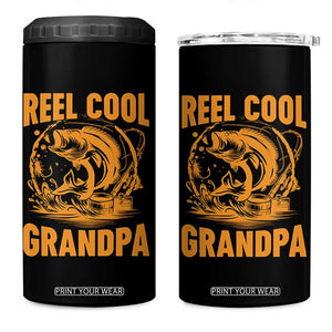 Funny Fishing Vintage Reel Cool Grandpa 4 in 1 Can Cooler Tumbler TS10 One Size: 16 oz Black Print Your Wear