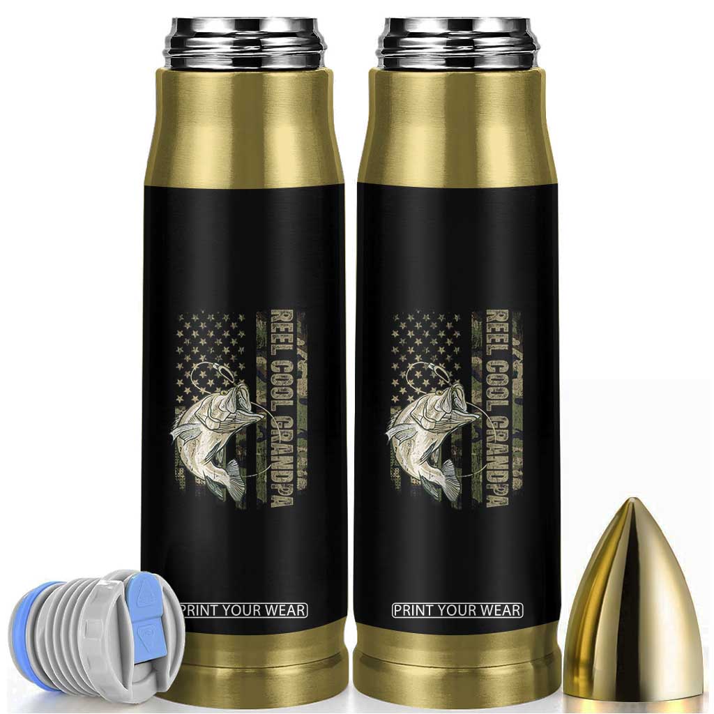 Funny Fishing Vintage Reel Cool Grandpa Bullet Tumbler Camo American Flag USA Bass Fish Fisherman TS10 Black Print Your Wear