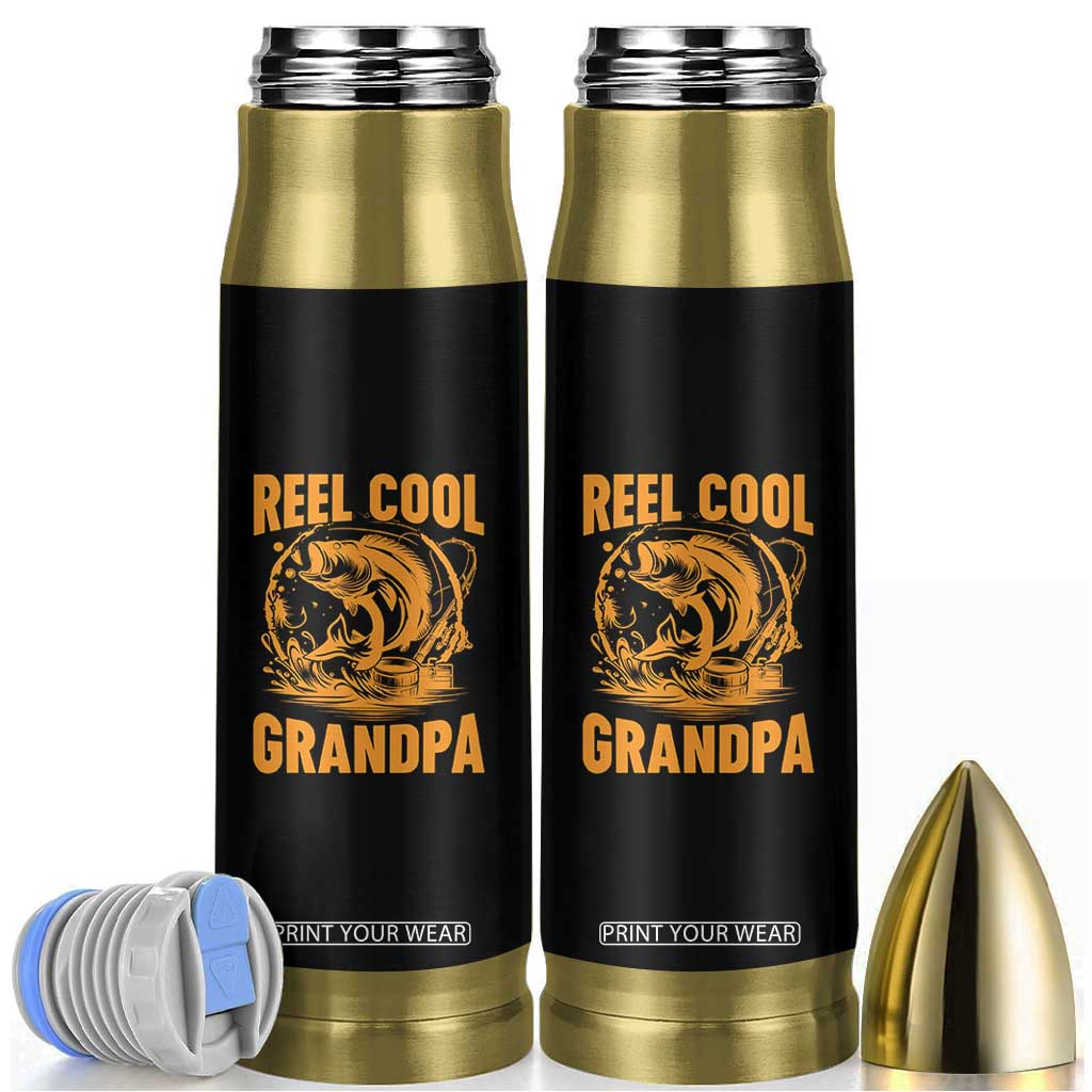 Funny Fishing Vintage Reel Cool Grandpa Bullet Tumbler TS10 Black Print Your Wear