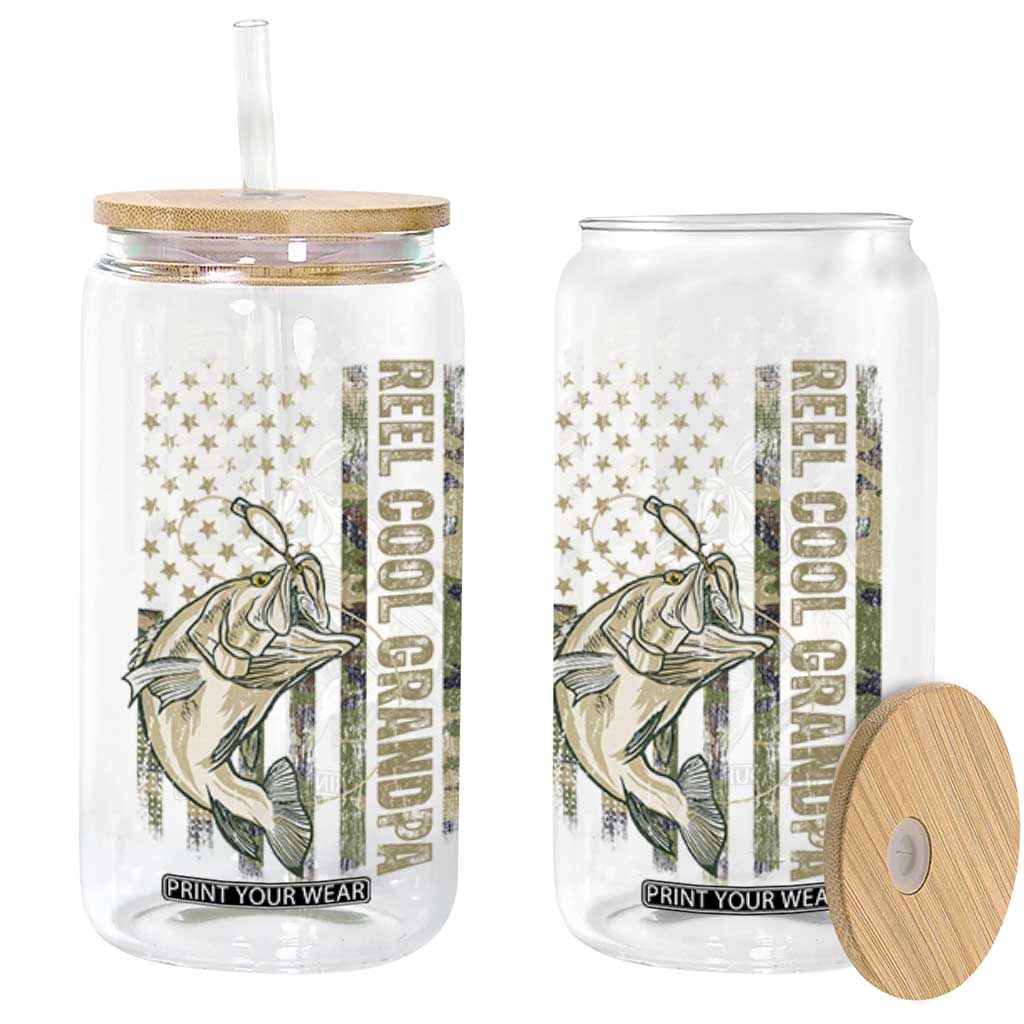 Funny Fishing Vintage Reel Cool Grandpa Glass Can Camo American Flag USA Bass Fish Fisherman TS10 Black Print Your Wear