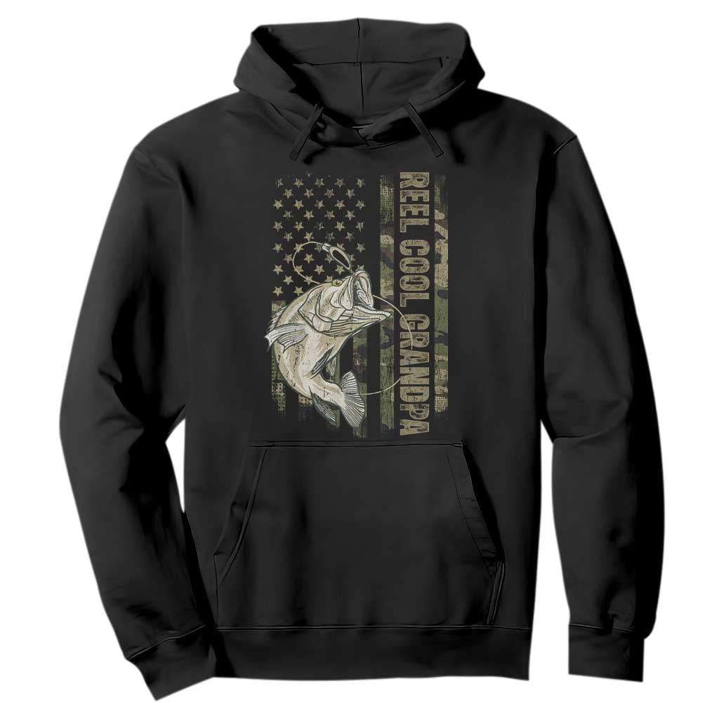 Funny Fishing Vintage Reel Cool Grandpa Hoodie Camo American Flag USA Bass Fish Fisherman TS10 Black Print Your Wear
