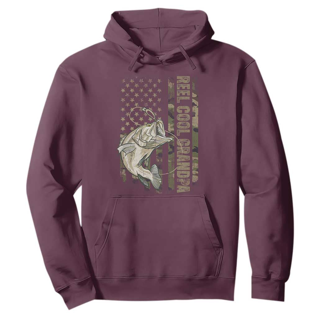 Funny Fishing Vintage Reel Cool Grandpa Hoodie Camo American Flag USA Bass Fish Fisherman TS10 Maroon Print Your Wear