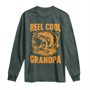 Funny Fishing Vintage Reel Cool Grandpa Long Sleeve Shirt TS10 Dark Forest Green Print Your Wear