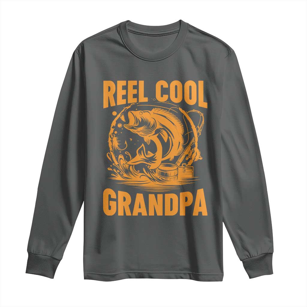 Funny Fishing Vintage Reel Cool Grandpa Long Sleeve Shirt TS10 Dark Heather Print Your Wear