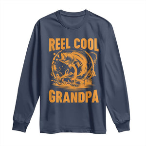 Funny Fishing Vintage Reel Cool Grandpa Long Sleeve Shirt TS10 Navy Print Your Wear