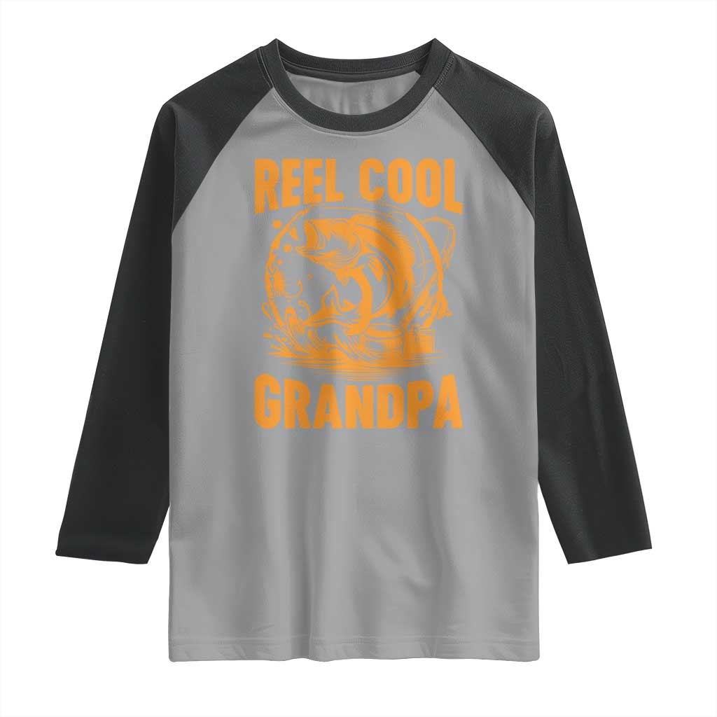 Funny Fishing Vintage Reel Cool Grandpa Raglan Shirt TS10 Sport Gray Black Print Your Wear