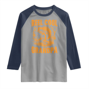 Funny Fishing Vintage Reel Cool Grandpa Raglan Shirt TS10 Sport Gray Navy Print Your Wear