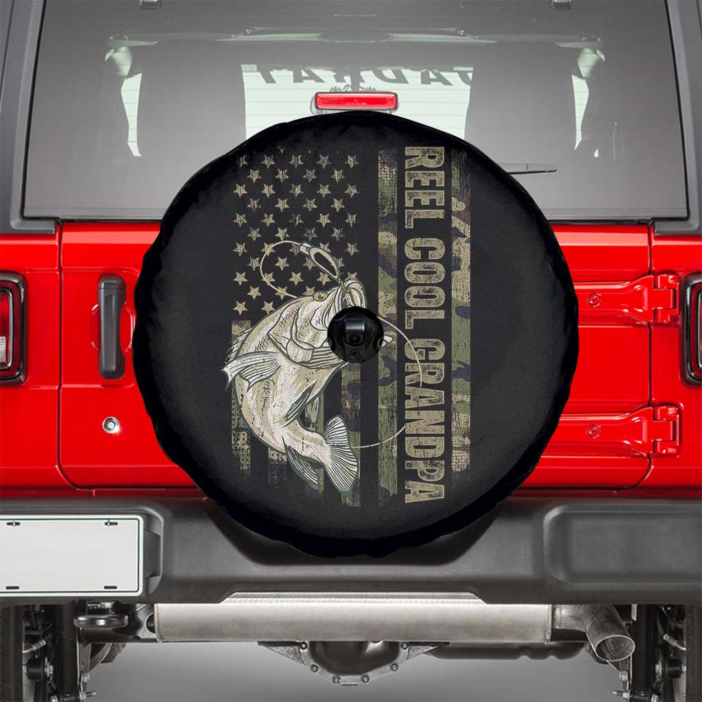 Funny Fishing Vintage Reel Cool Grandpa Spare Tire Cover Camo American Flag USA Bass Fish Fisherman TS10 Black Print Your Wear