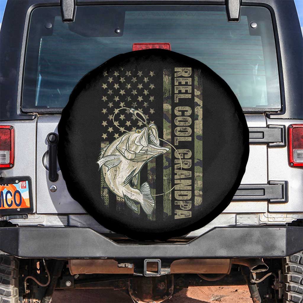 Funny Fishing Vintage Reel Cool Grandpa Spare Tire Cover Camo American Flag USA Bass Fish Fisherman TS10 No hole Black Print Your Wear