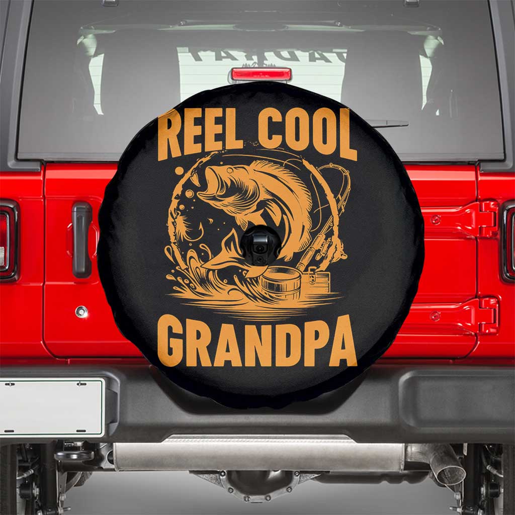 Funny Fishing Vintage Reel Cool Grandpa Spare Tire Cover TS10 Black Print Your Wear