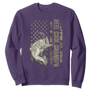 Funny Fishing Vintage Reel Cool Grandpa Sweatshirt Camo American Flag USA Bass Fish Fisherman TS10 Purple Print Your Wear