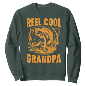 Funny Fishing Vintage Reel Cool Grandpa Sweatshirt TS10 Dark Forest Green Print Your Wear