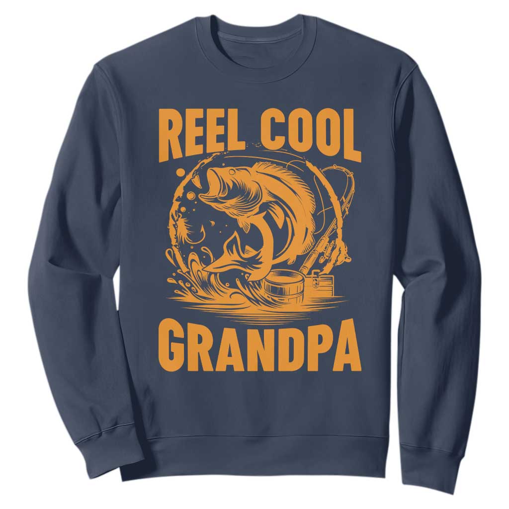 Funny Fishing Vintage Reel Cool Grandpa Sweatshirt TS10 Navy Print Your Wear