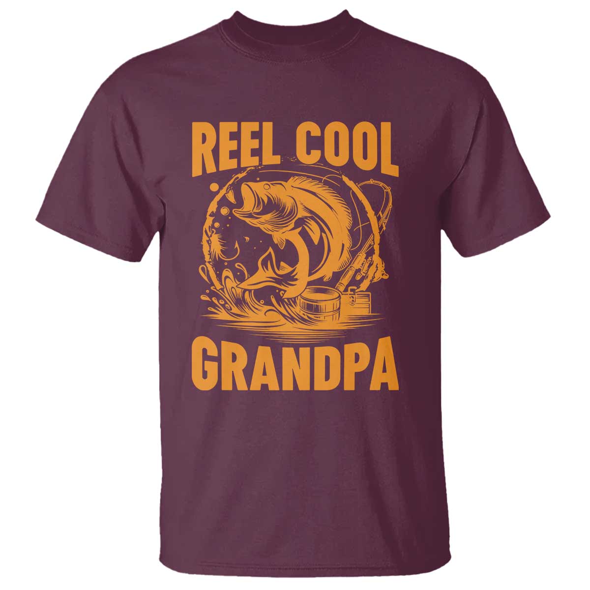 Funny Fishing Vintage Reel Cool Grandpa T Shirt TS10 Maroon Print Your Wear
