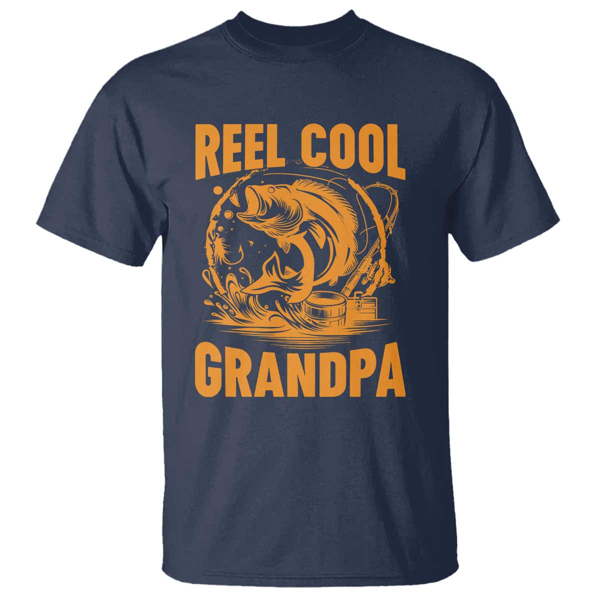 Funny Fishing Vintage Reel Cool Grandpa T Shirt TS10 Navy Print Your Wear