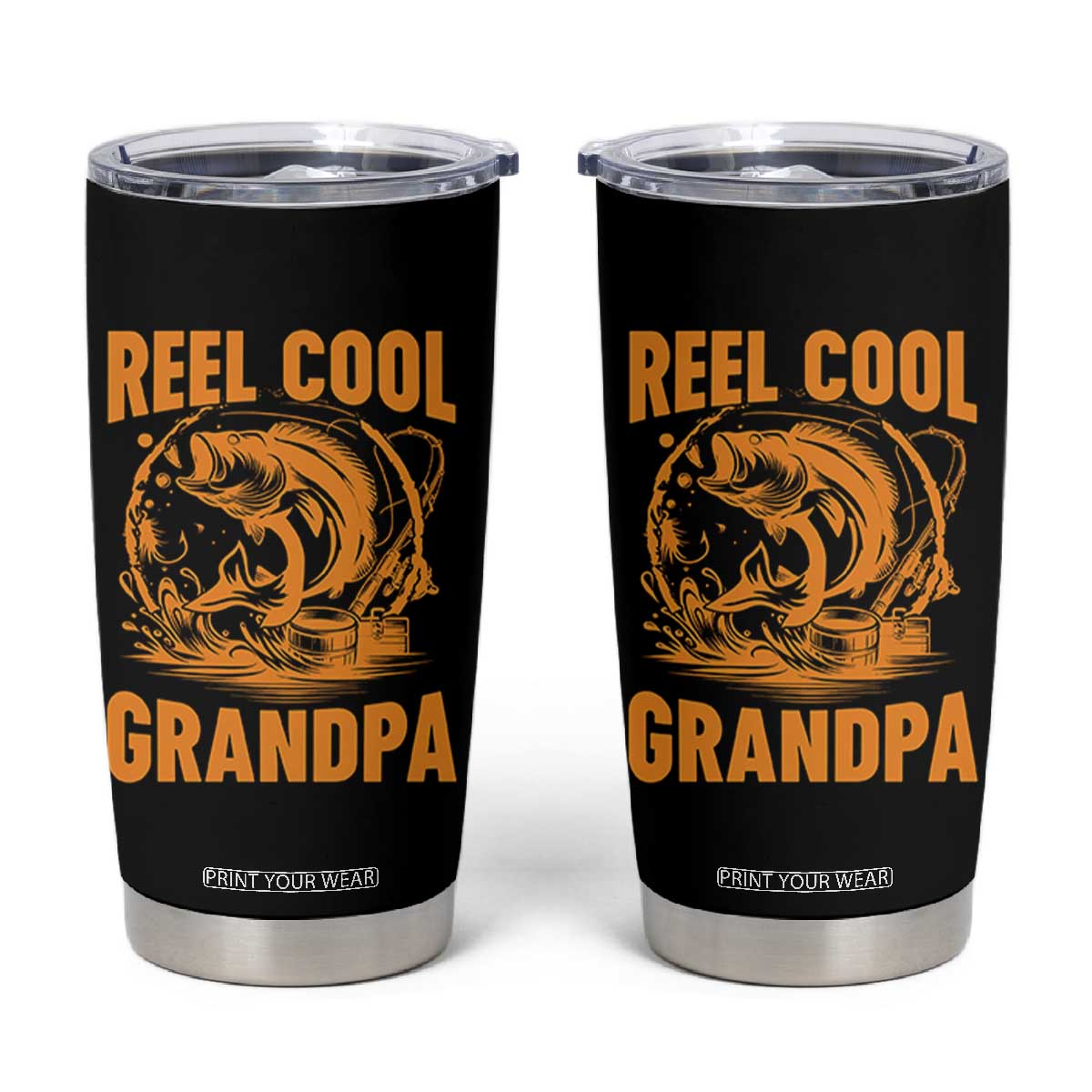 Funny Fishing Vintage Reel Cool Grandpa Tumbler Cup TS10 Black Print Your Wear