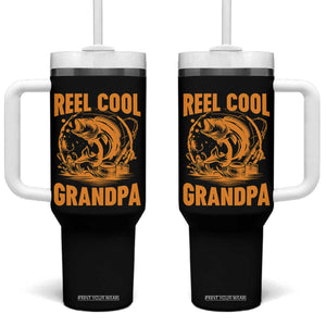 Funny Fishing Vintage Reel Cool Grandpa Tumbler With Handle TS10 One Size: 40 oz Black Print Your Wear