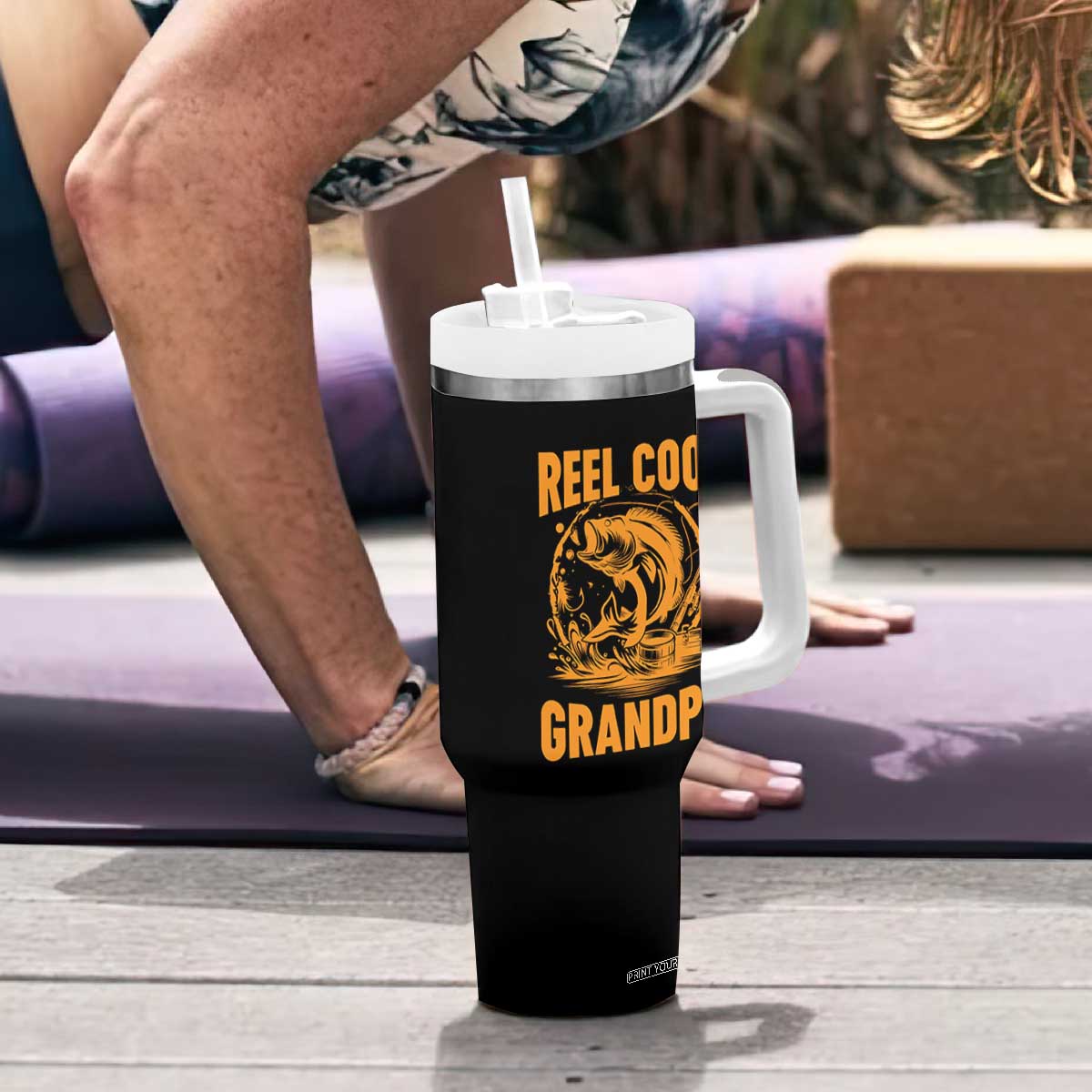 Funny Fishing Vintage Reel Cool Grandpa Tumbler With Handle TS10 Print Your Wear