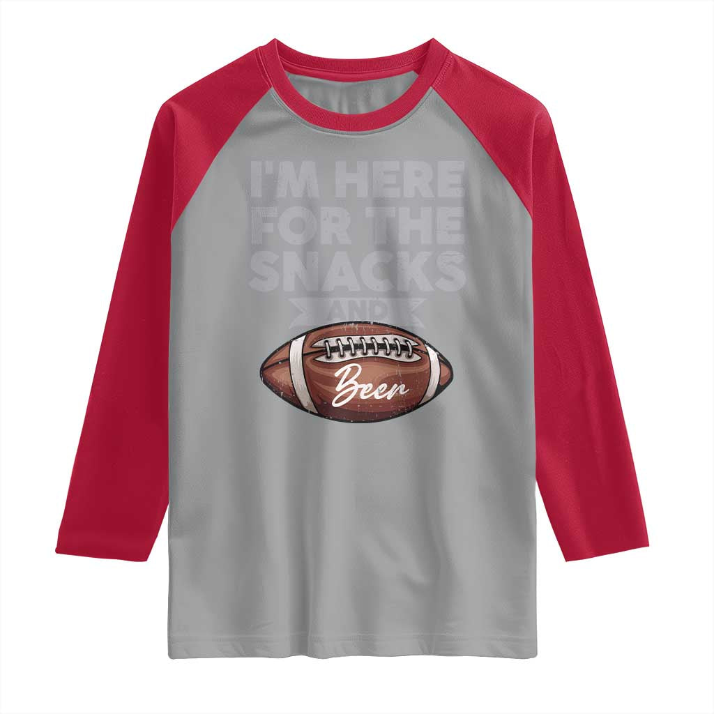 Funny Football Raglan Shirt I'm Just Here For The Snacks And Beer TS10 Sport Gray Red Print Your Wear