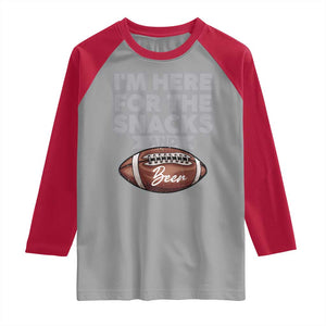Funny Football Raglan Shirt I'm Just Here For The Snacks And Beer TS10 Sport Gray Red Print Your Wear