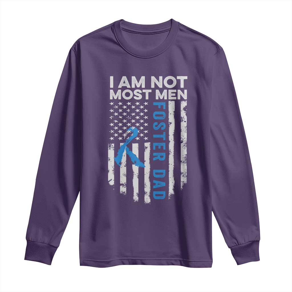 Funny Foster Parent Foster Dad Long Sleeve Shirt I Am Not Most Men American Flag TS11 Purple Print Your Wear