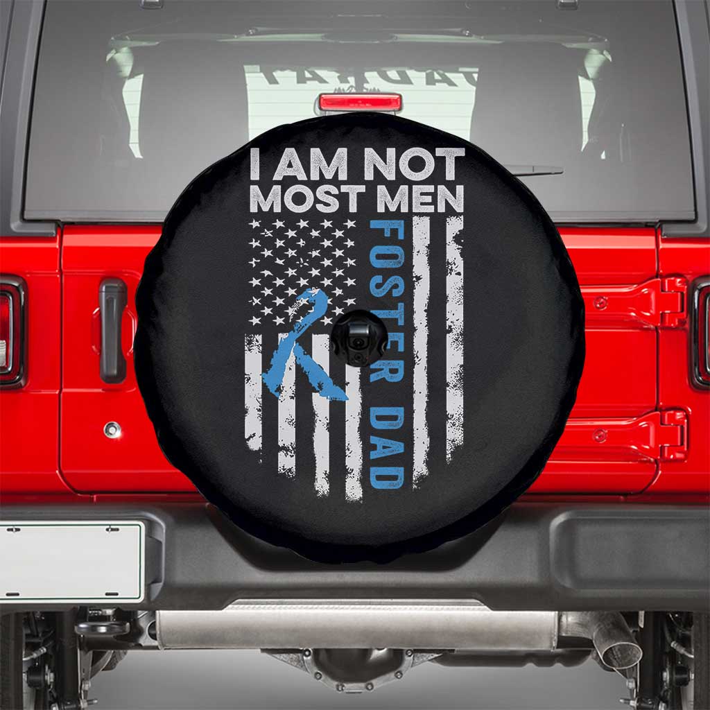 Funny Foster Parent Foster Dad Spare Tire Cover I Am Not Most Men American Flag TS11 Black Print Your Wear