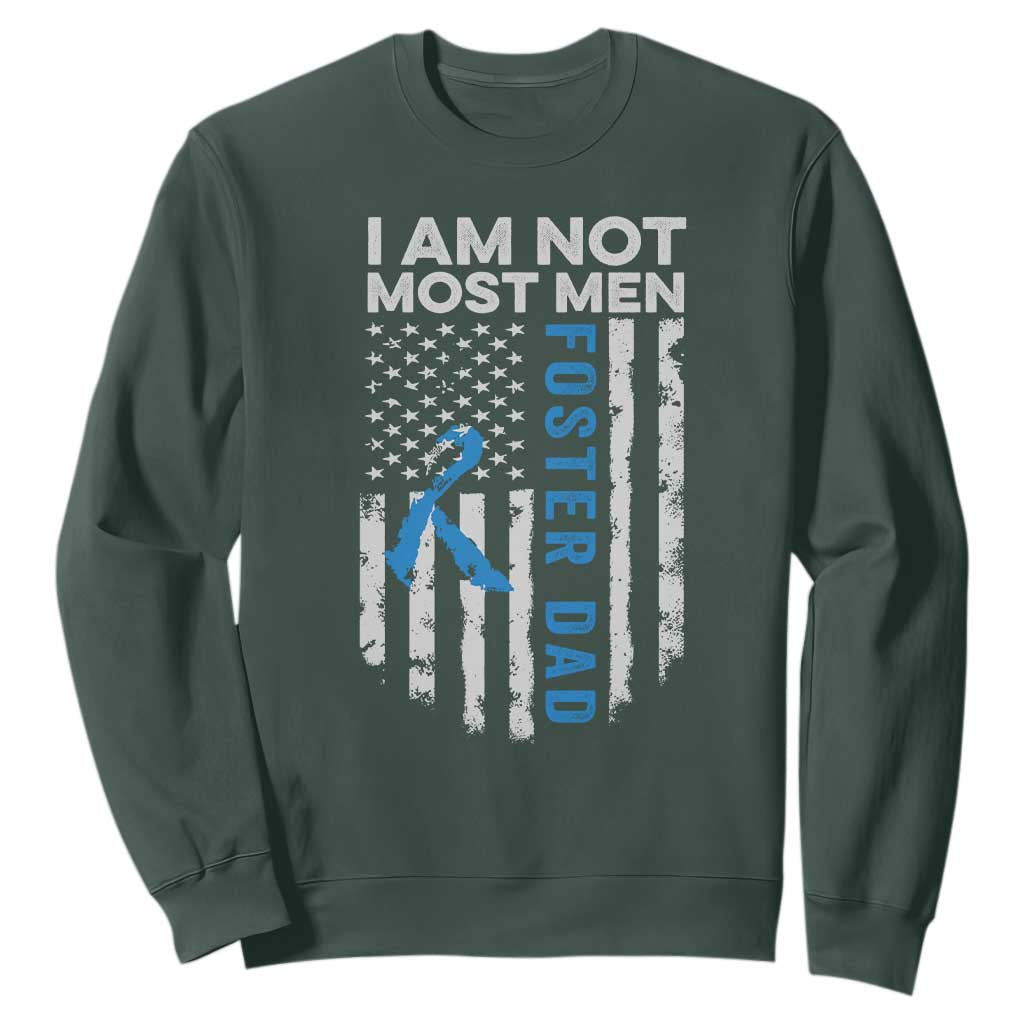 Funny Foster Parent Foster Dad Sweatshirt I Am Not Most Men American Flag TS11 Dark Forest Green Print Your Wear