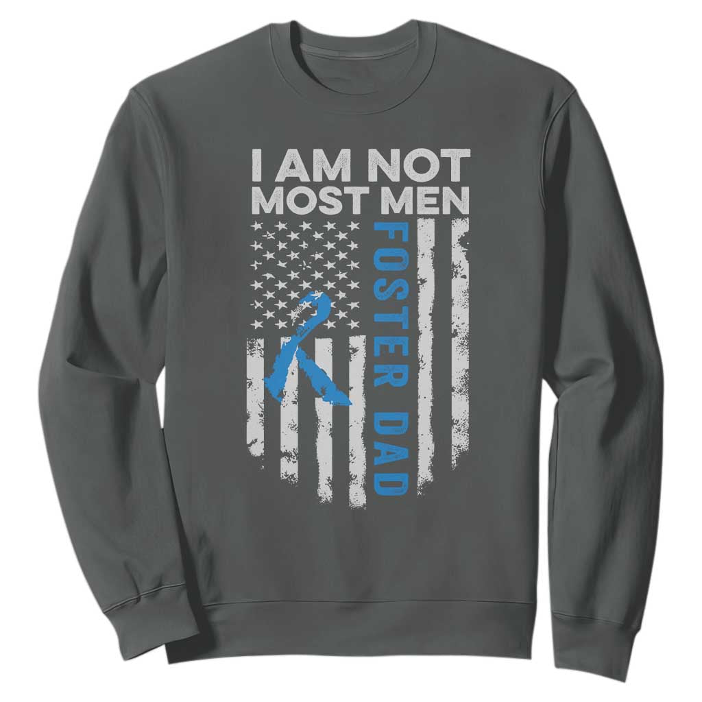 Funny Foster Parent Foster Dad Sweatshirt I Am Not Most Men American Flag TS11 Dark Heather Print Your Wear
