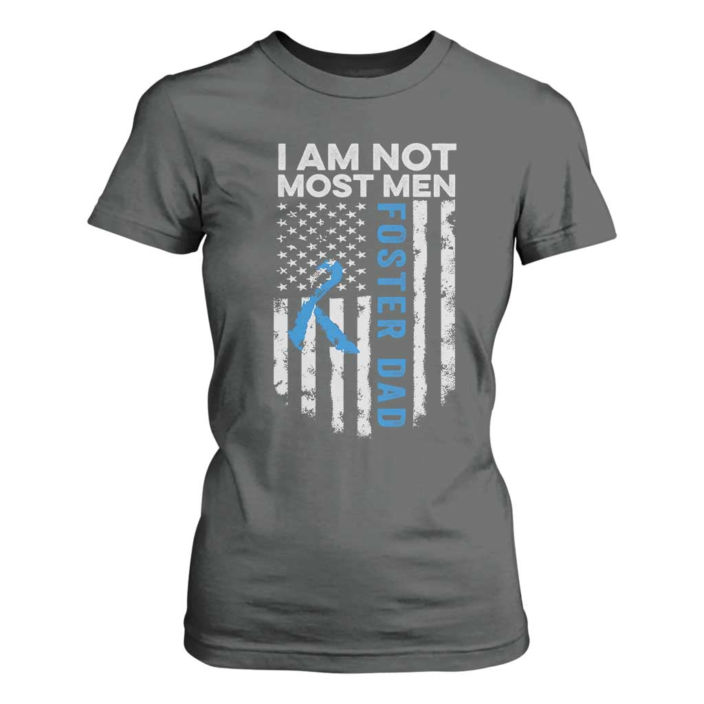 Funny Foster Parent Foster Dad T Shirt For Women I Am Not Most Men American Flag TS11 Dark Heather Print Your Wear