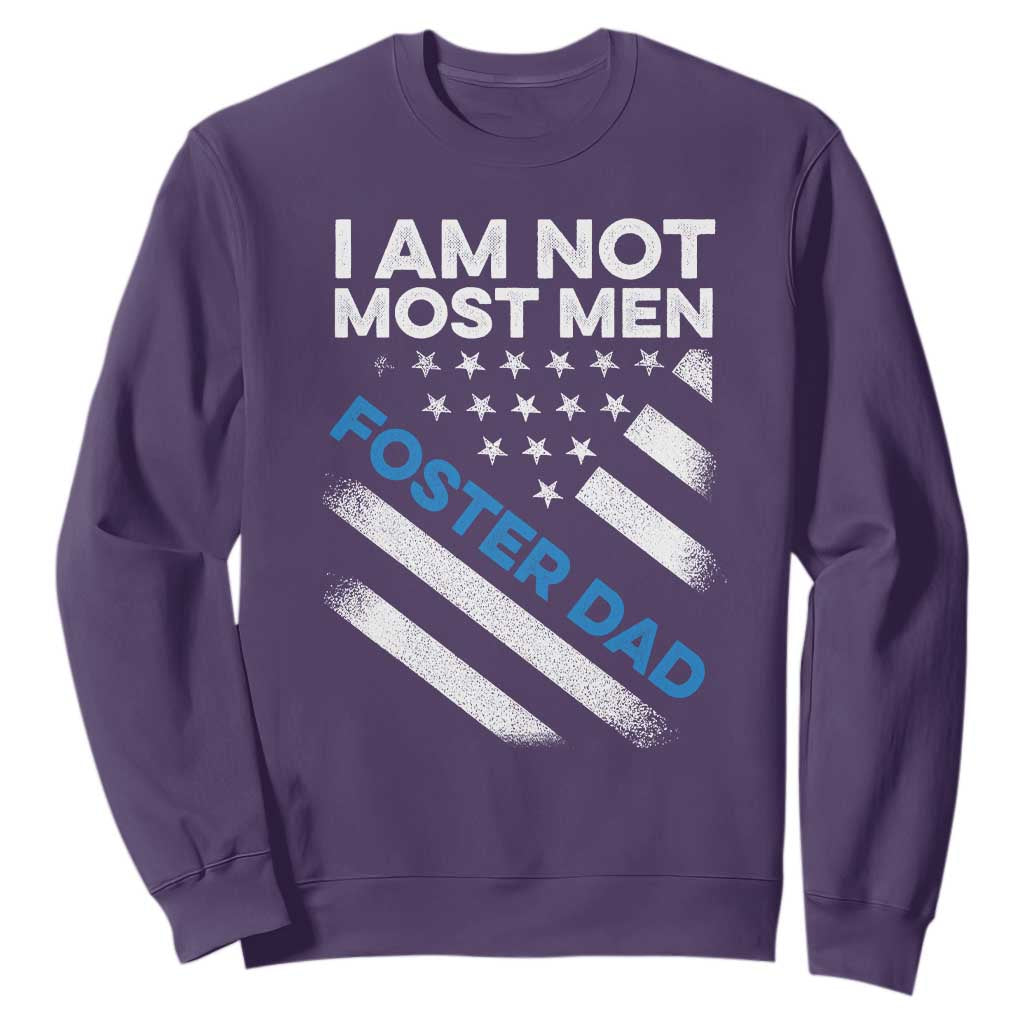 Funny Foster Parent I Am Not Most Men Foster Dad Sweatshirt American Flag TS11 Purple Print Your Wear