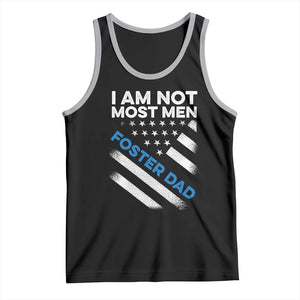 Funny Foster Parent I Am Not Most Men Foster Dad Tank Top American Flag TS11 Black Athletic Heather Print Your Wear