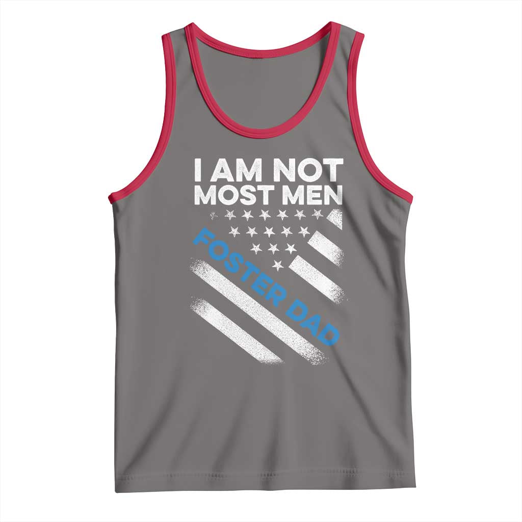 Funny Foster Parent I Am Not Most Men Foster Dad Tank Top American Flag TS11 Deep Heather Red Print Your Wear