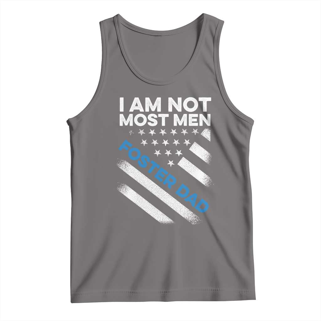 Funny Foster Parent I Am Not Most Men Foster Dad Tank Top American Flag TS11 Deep Heather Print Your Wear