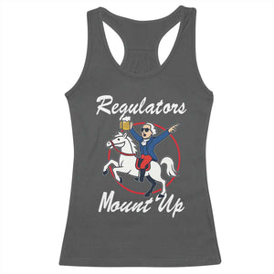 Funny Founding Father Patriotic Drinking Racerback Tank Top Regulators Mount Up 4th of July TS02 Dark Heather Print Your Wear