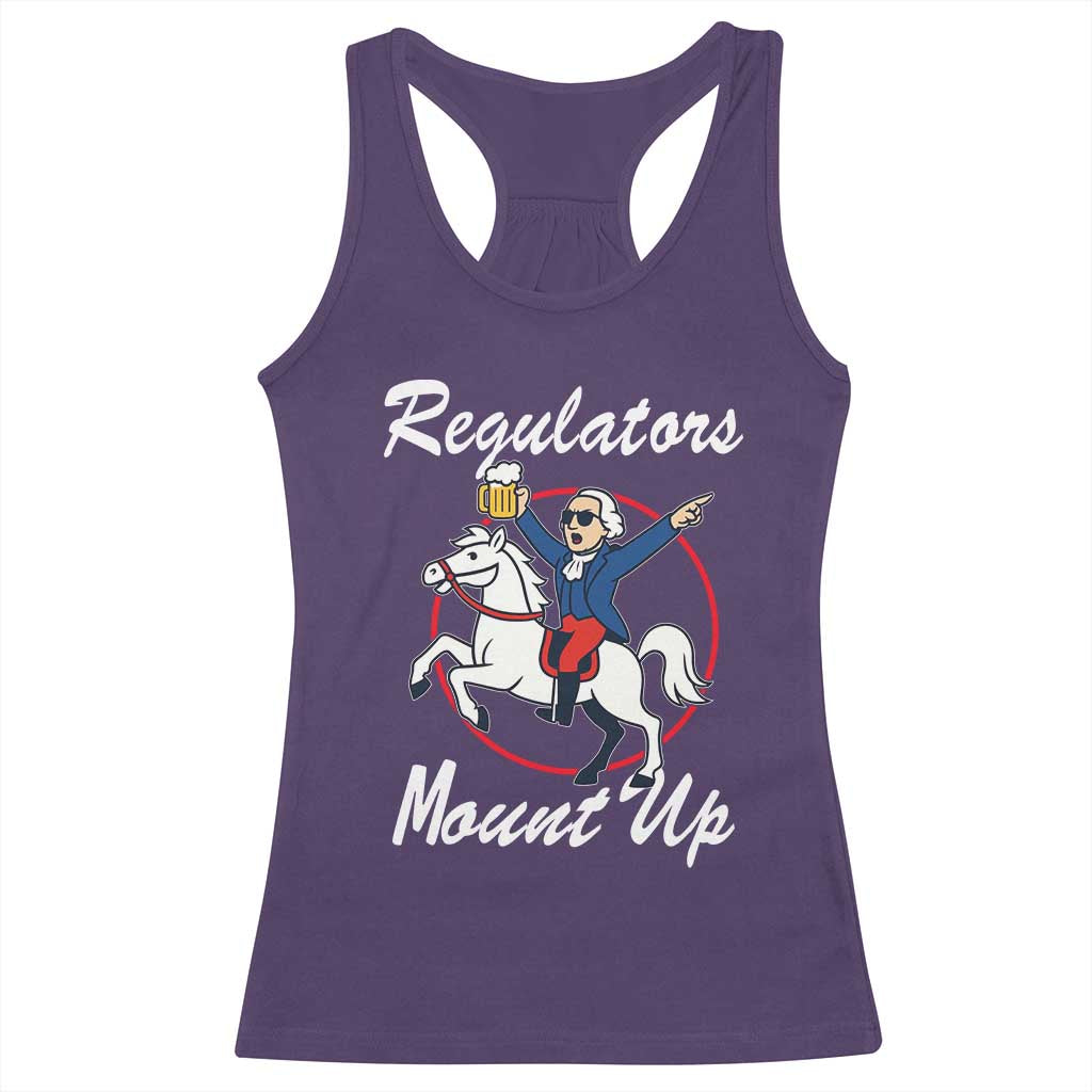 Funny Founding Father Patriotic Drinking Racerback Tank Top Regulators Mount Up 4th of July TS02 Purple Print Your Wear
