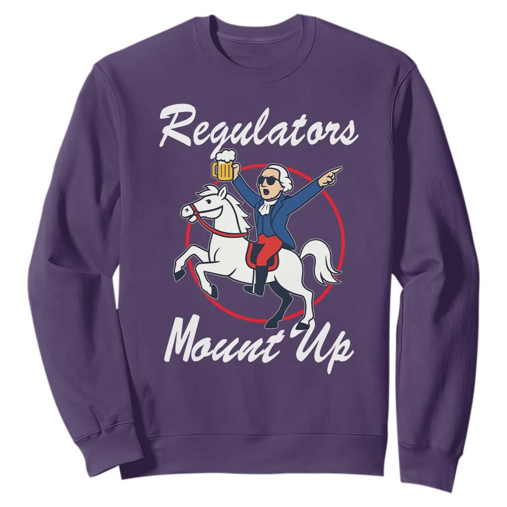 Funny Founding Father Patriotic Drinking Sweatshirt Regulators Mount Up 4th of July TS02 Purple Print Your Wear
