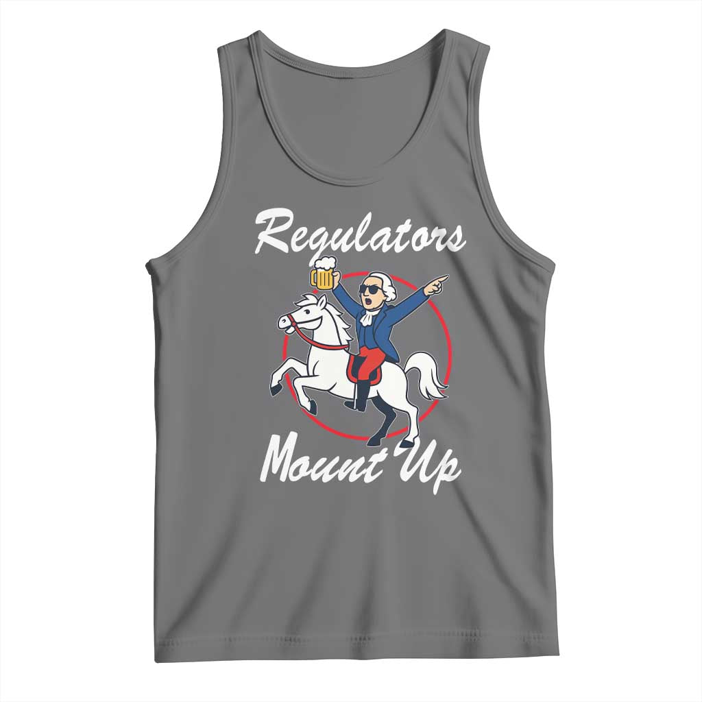 Funny Founding Father Patriotic Drinking Tank Top Regulators Mount Up 4th of July TS02 Black Heather Print Your Wear