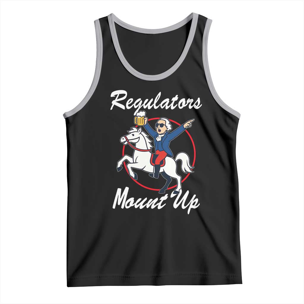 Funny Founding Father Patriotic Drinking Tank Top Regulators Mount Up 4th of July TS02 Black Athletic Heather Print Your Wear