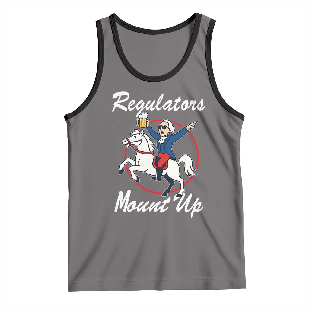Funny Founding Father Patriotic Drinking Tank Top Regulators Mount Up 4th of July TS02 Deep Heather Black Print Your Wear