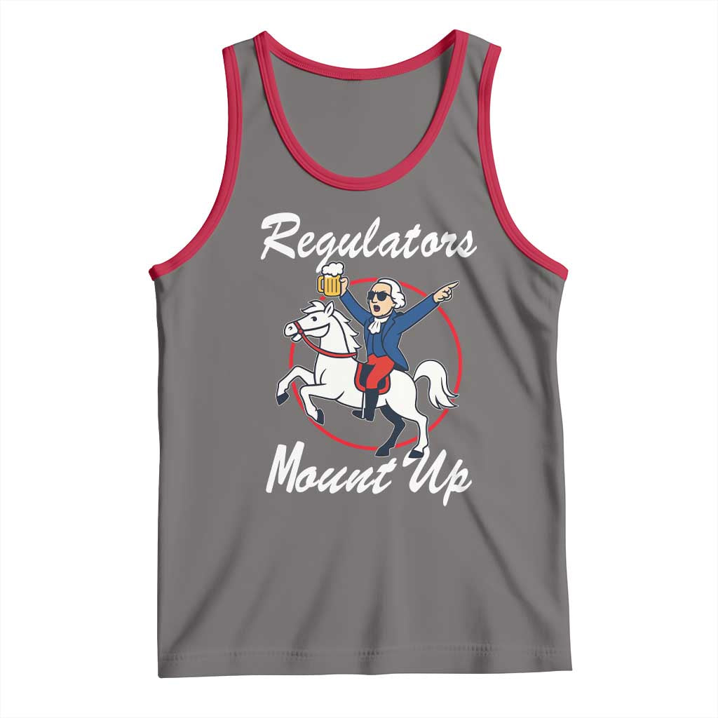 Funny Founding Father Patriotic Drinking Tank Top Regulators Mount Up 4th of July TS02 Deep Heather Red Print Your Wear