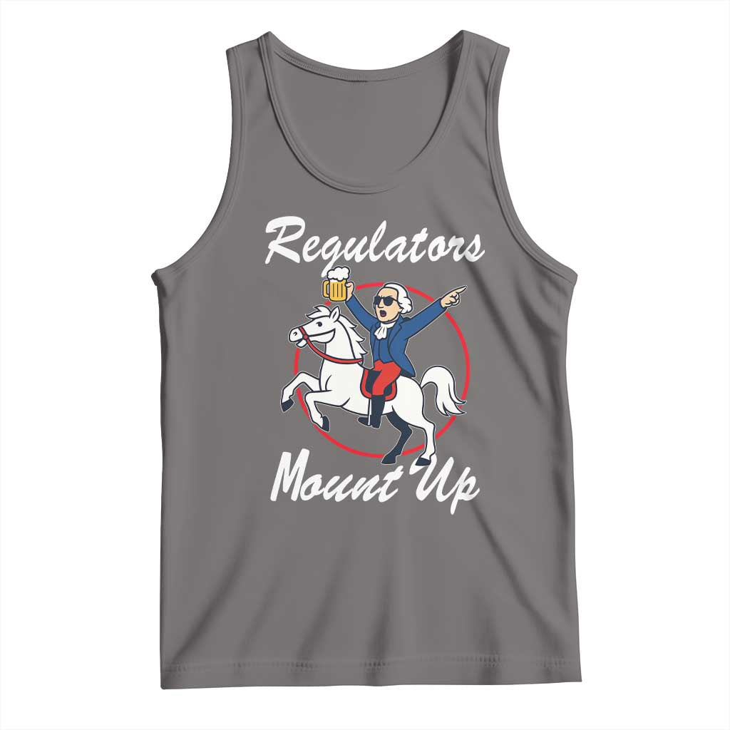 Funny Founding Father Patriotic Drinking Tank Top Regulators Mount Up 4th of July TS02 Deep Heather Print Your Wear