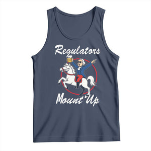 Funny Founding Father Patriotic Drinking Tank Top Regulators Mount Up 4th of July TS02 Navy Print Your Wear
